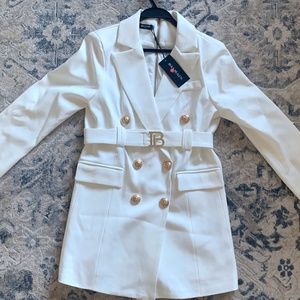 White Balmain Minidress Blazer